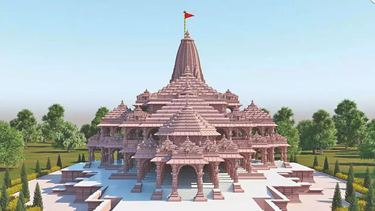 राम मंदिराची ३D बनावट 